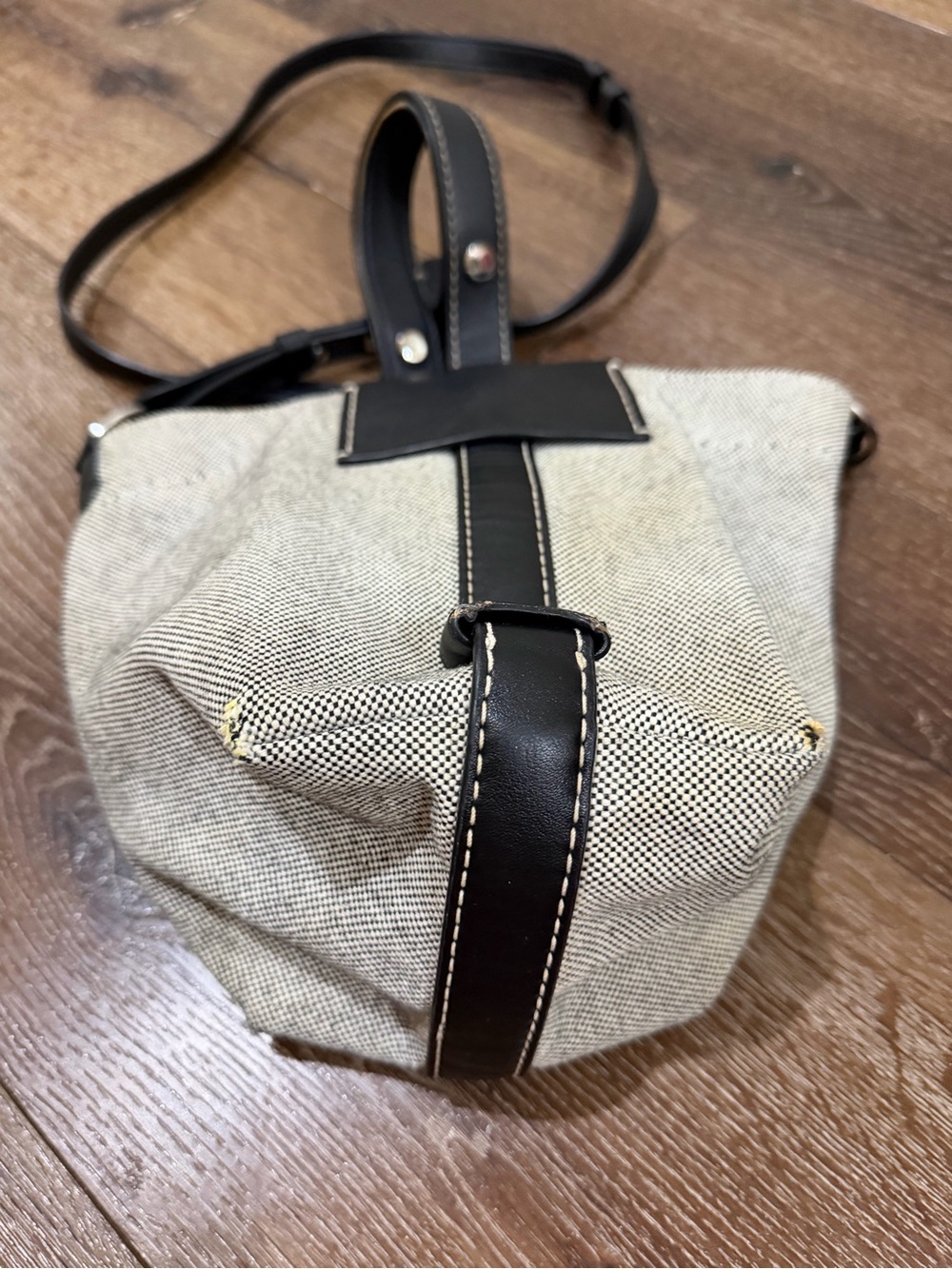 Proenza Schouler Gray Canvas Crossbody bucket bag with Black Leather Trim - Picture 5 of 8